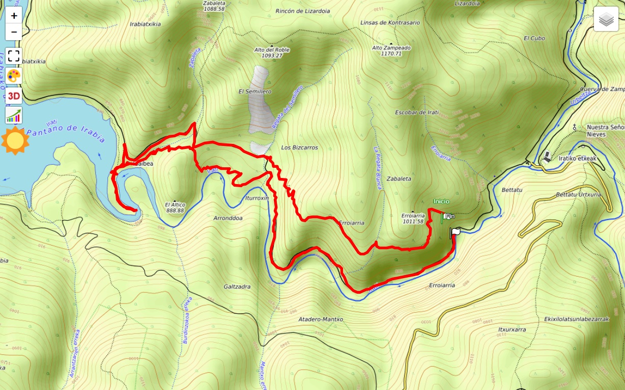 Mapa con sendero